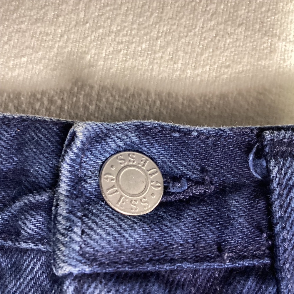 Vintage Guess Georges Marciano High Waisted Denim Shorts Dark Wash Blue 26 USA - Picture 6 of 9